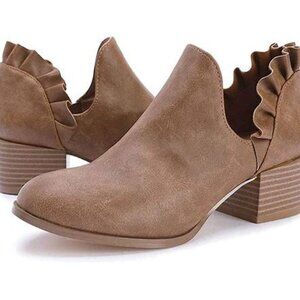 Fergalicious Ruffled Brown Ankle Booties